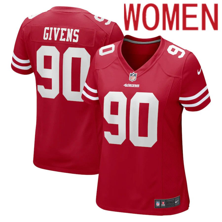 Cheap Women San Francisco 49ers 90 Kevin Givens Nike Scarlet Game NFL Jersey